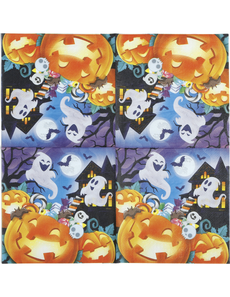 Serviettes en cellulose au motif Halloween coloré