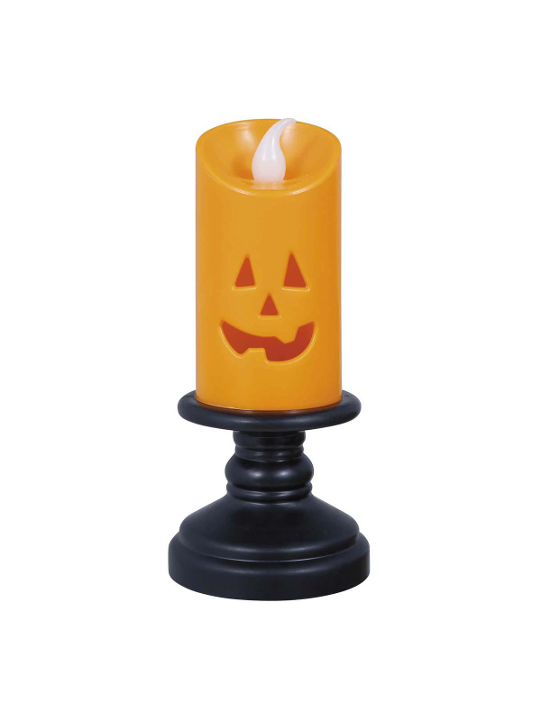 Bougie Halloween orange à visage de citrouille