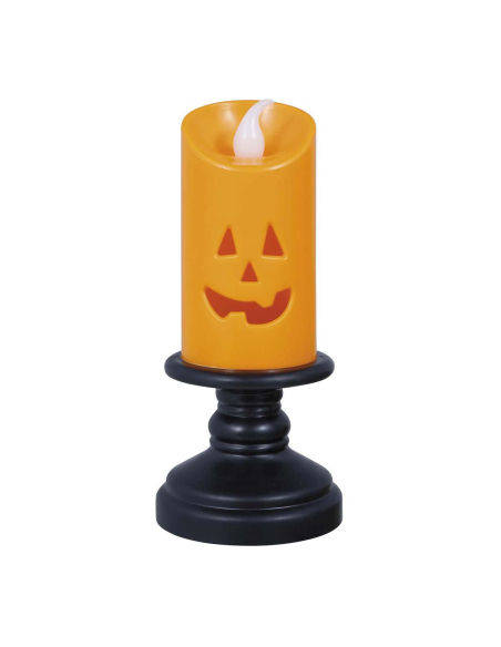 Bougie Halloween orange à visage de citrouille