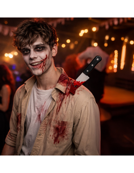 Faux couteau d’épaule Halloween avec manche noir et élastique