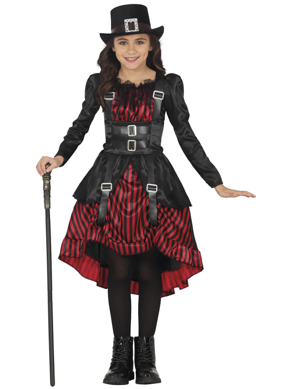 Déguisement gothique fille noir et rouge