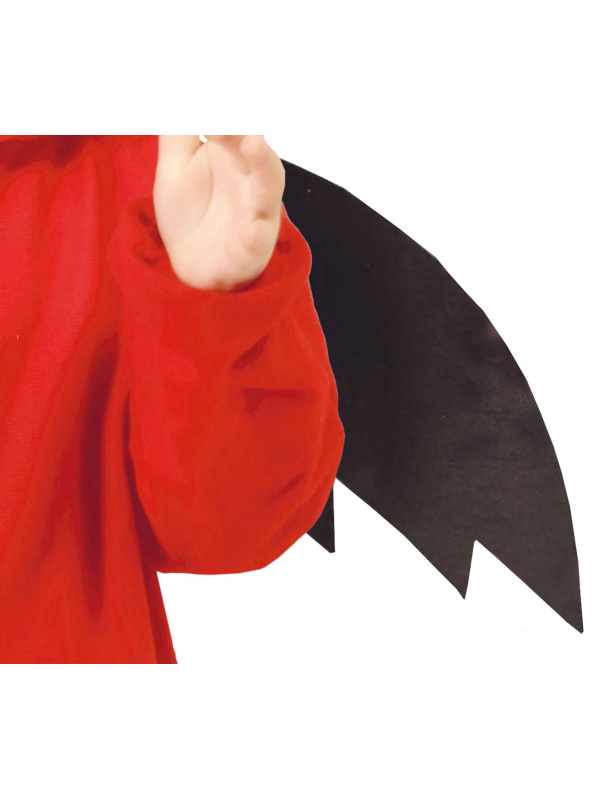 Détail de la capuche à cornes du déguisement petit diable