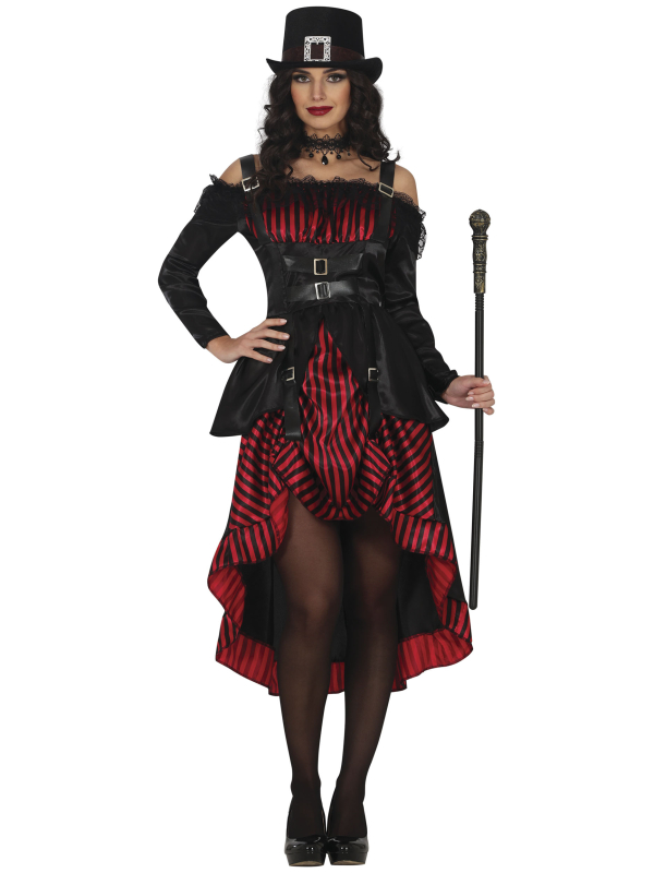 Robe gothique femme noire et rouge style victorien