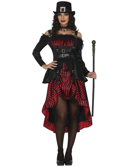 Robe gothique femme noire et rouge style victorien