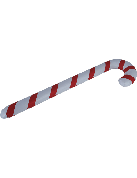 Détail de la canne de Noël gonflable rouge et blanche