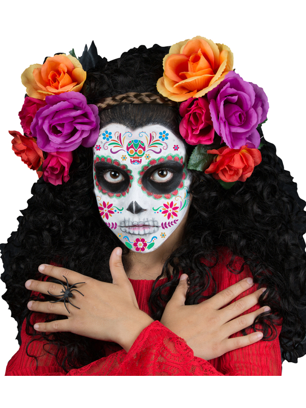 Pochoir Catrina violet avec découpes de fleurs et arabesques