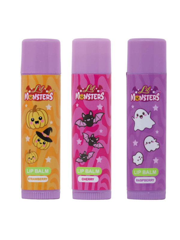 Trois baumes à lèvres Lil Monsters colorés pour enfant