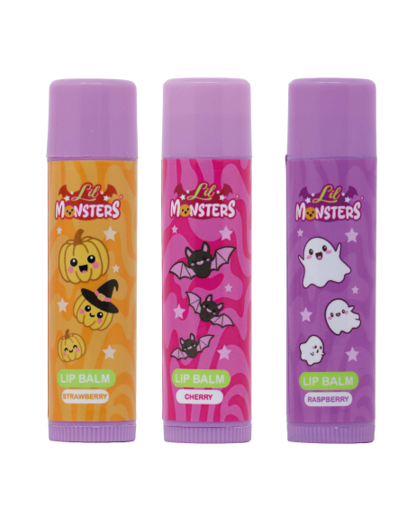 Trois baumes à lèvres Lil Monsters colorés pour enfant