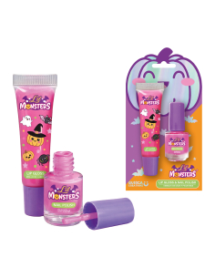 Kit vernis à ongles et gloss framboise Lil Monsters Halloween enfant