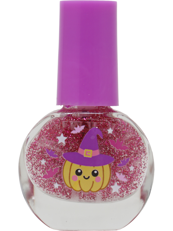 Vernis à ongles rose pailleté et autocollants Halloween Lil Monsters