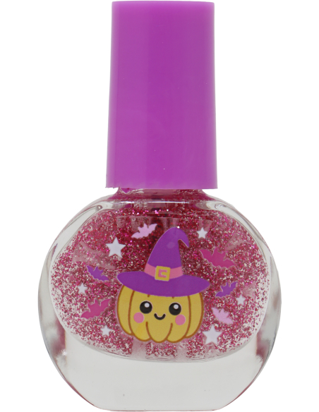Vernis à ongles rose pailleté et autocollants Halloween Lil Monsters