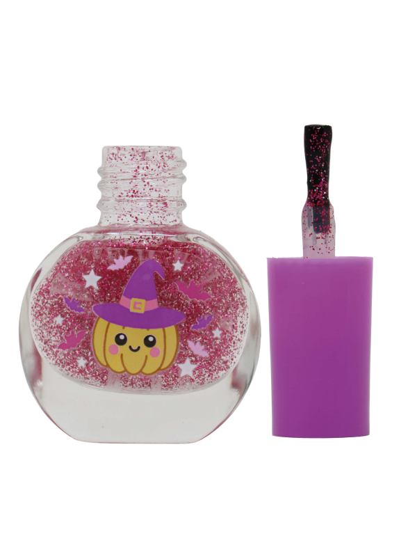 Vernis à ongles rose pailleté et autocollants Halloween Lil Monsters