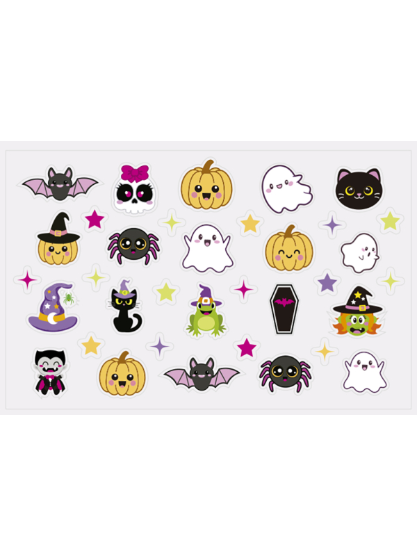 Vernis à ongles rose pailleté et autocollants Halloween Lil Monsters