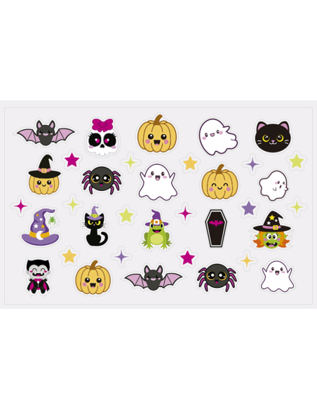 Vernis à ongles rose pailleté et autocollants Halloween Lil Monsters