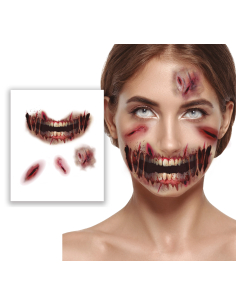 Tatouages adhésifs visage cicatrices pour maquillage Halloween 2