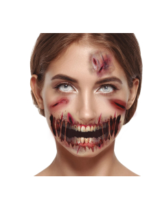 Tatouages adhésifs visage cicatrices pour maquillage Halloween