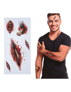Tatouages adhésifs blessures ouvertes Halloween sur planche