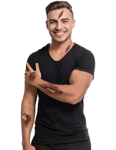 Tatouages adhésifs blessures ouvertes Halloween sur planche 2