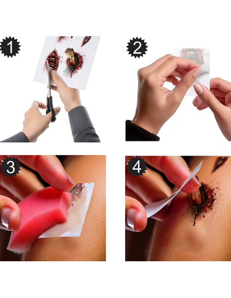 Tatouages Halloween avec entailles rouges et détails chair
