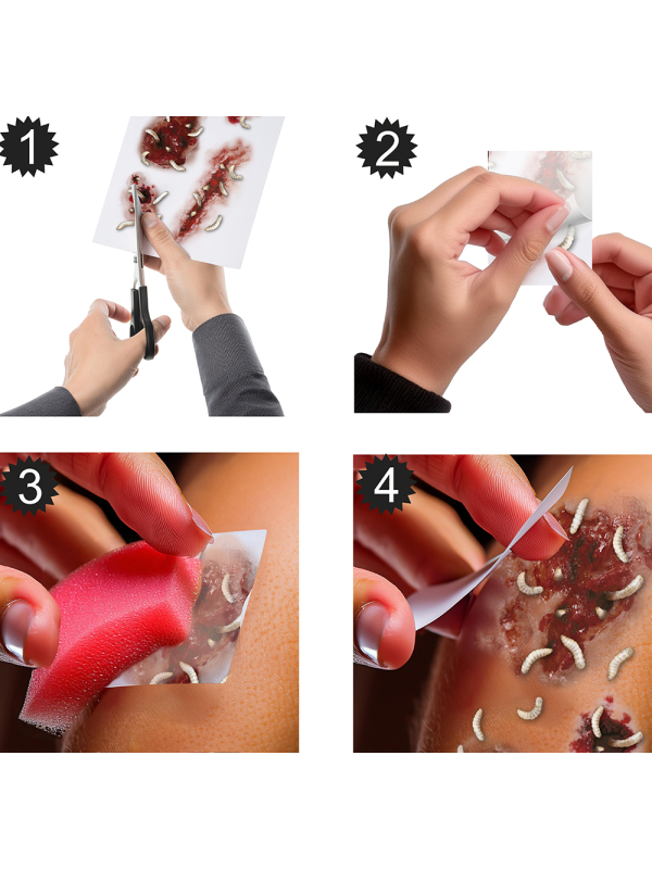 Tatouages FX blessures avec vers pour adulte