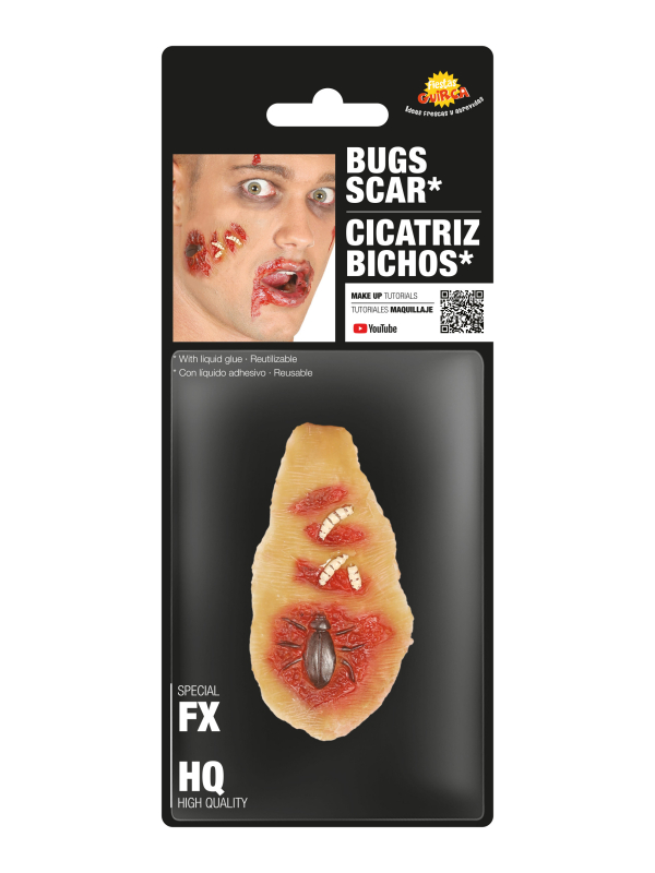 Cicatrices vers en latex avec colle pour maquillage Halloween
