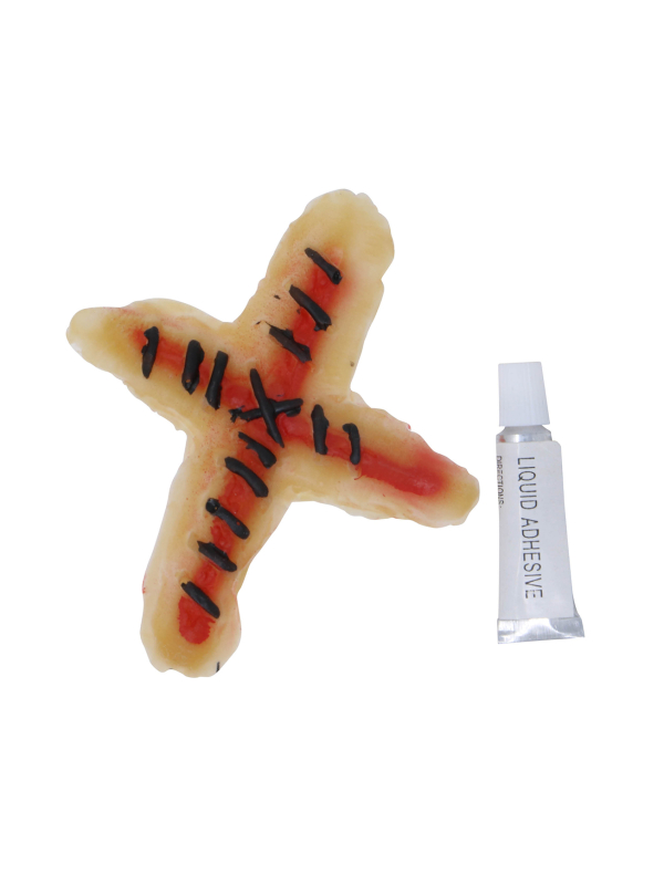 Fausse blessure croix cousue avec effet sanglant