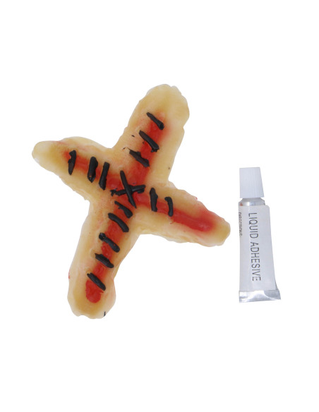 Fausse blessure croix cousue avec effet sanglant