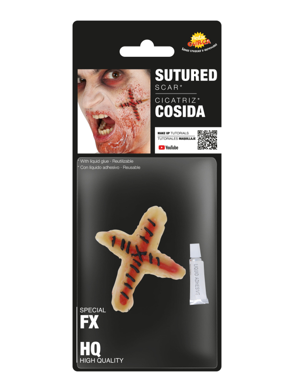 Cicatrice croix cousue en latex pour maquillage zombie