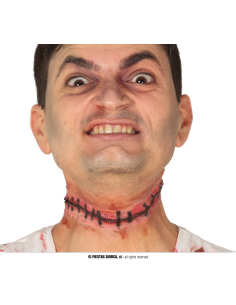 Cicatrice cousue en latex beige et rouge pour maquillage zombie