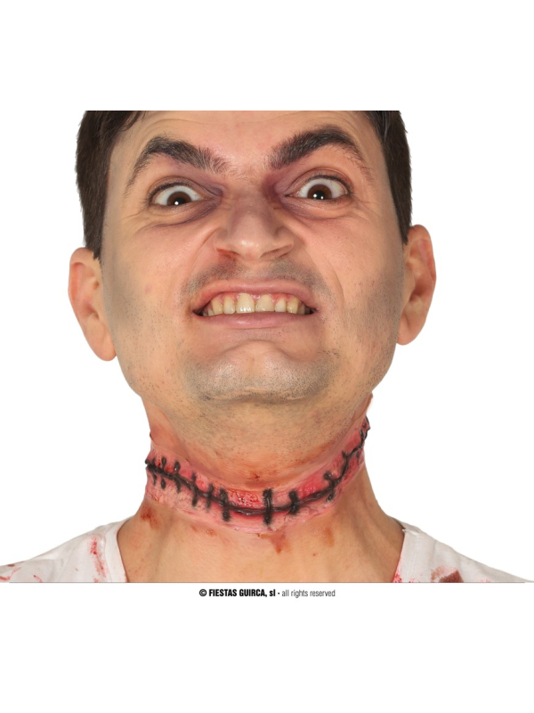 Cicatrice cousue en latex beige et rouge pour maquillage zombie