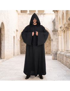 Cape de chevalier noire à capuche adulte 2
