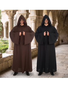 Cape de chevalier noire à capuche adulte