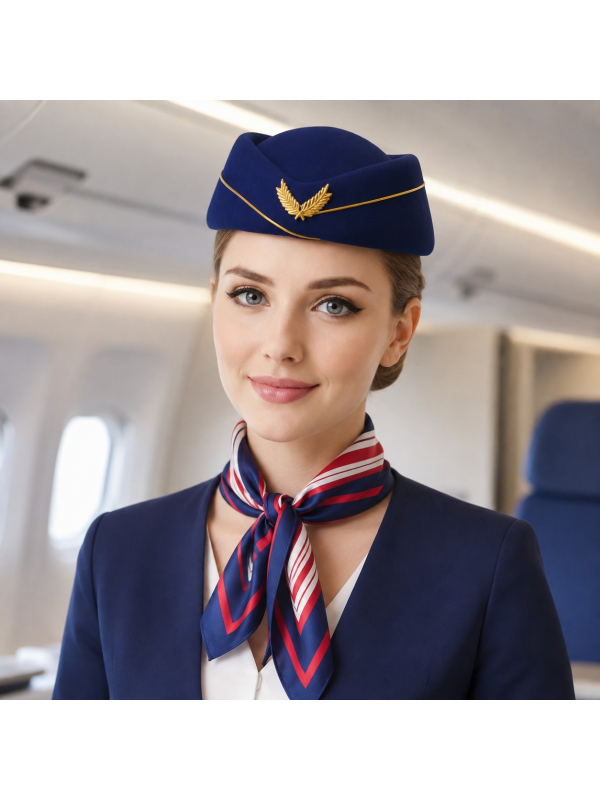 Kit hôtesse de l’air 2 pièces – Calot bleu et foulard rayé