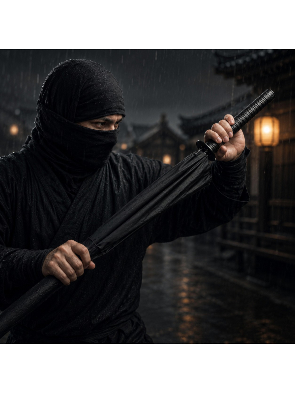 Parapluie katana noir 120 cm – Style ninja et samouraï