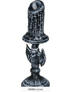 Candélabre chauve-souris lumineux gris avec bougie à effet cire fondue 2