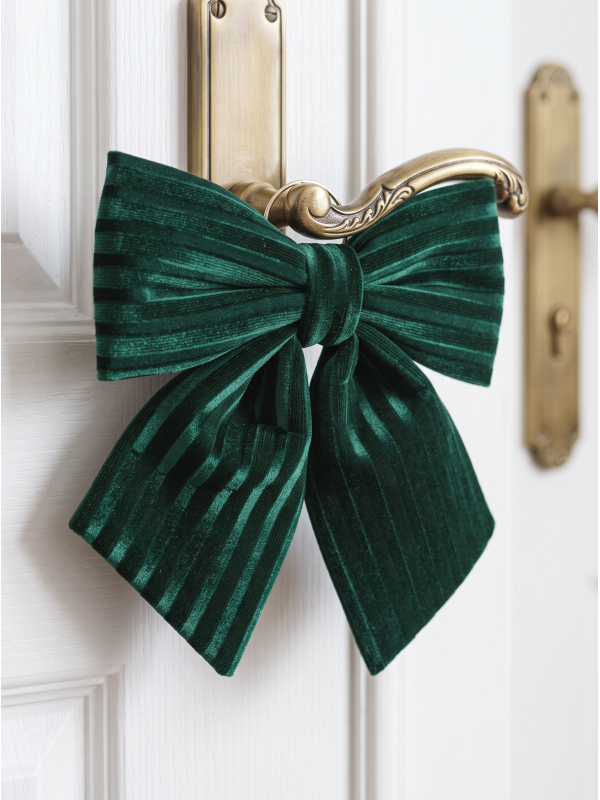 Nœud de Noël effet velours vert