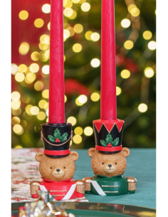 Bougeoir ours de Noël Barnabey en résine – 10 cm – 2 modèles assortis