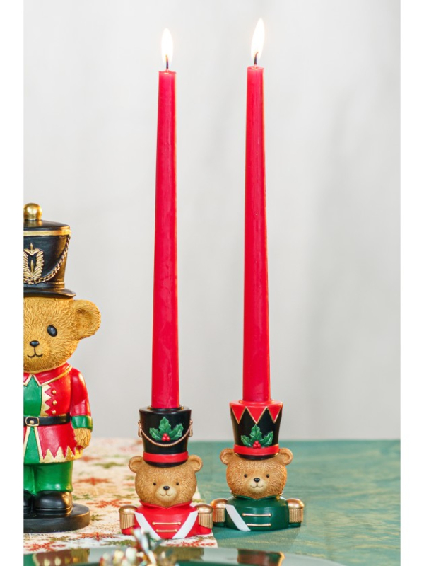 Bougeoir ours de Noël Barnabey en résine – 10 cm – 2 modèles assortis