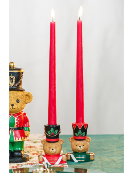 Bougeoir ours de Noël Barnabey en résine – 10 cm – 2 modèles assortis