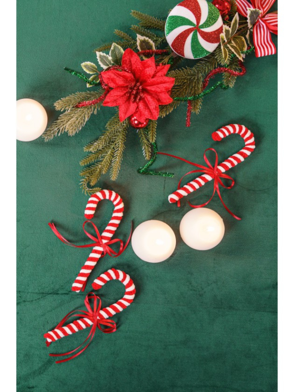 Lot de 4 sucres d'orge décoratifs avec nœud – 15 cm