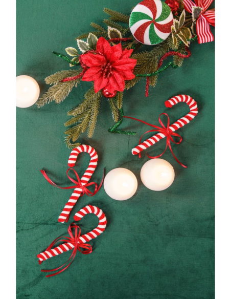 Lot de 4 sucres d'orge décoratifs avec nœud – 15 cm