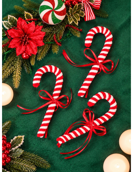 Lot de 4 sucres d'orge décoratifs avec nœud – 15 cm