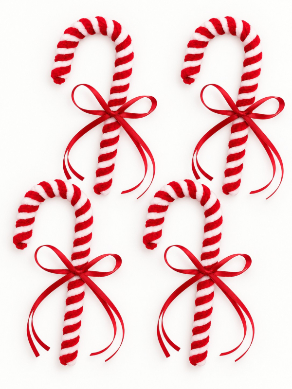 Lot de 4 sucres d'orge décoratifs avec nœud – 15 cm