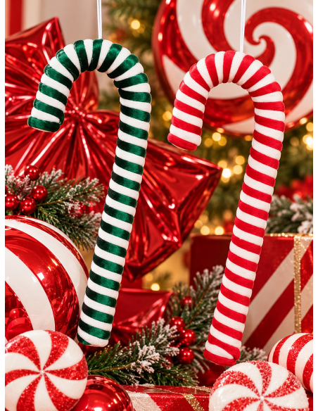 Grand sucre d'orge de Noël à suspendre – 44 cm – 2 modèles assortis