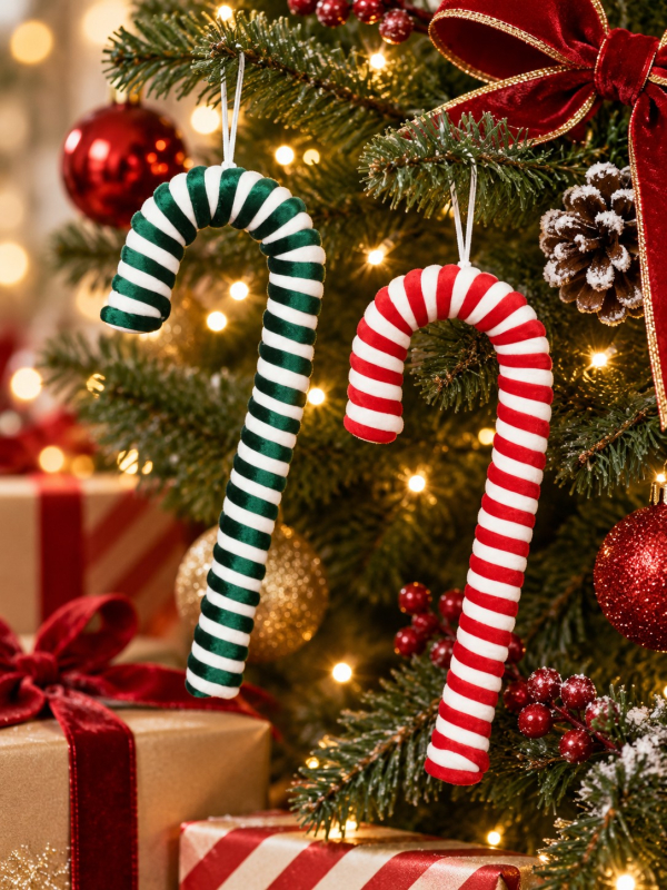 Grand sucre d'orge de Noël à suspendre – 44 cm – 2 modèles assortis