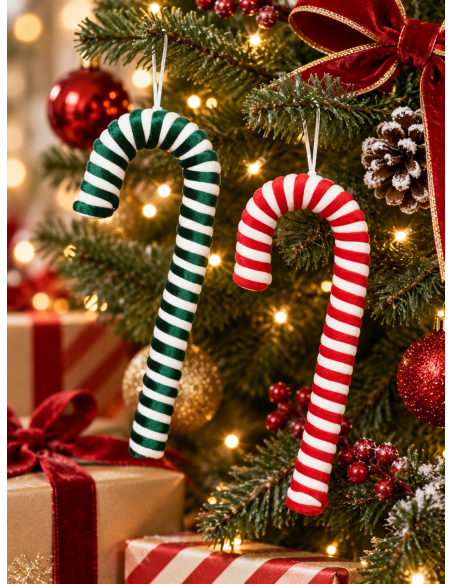 Grand sucre d'orge de Noël à suspendre – 44 cm – 2 modèles assortis