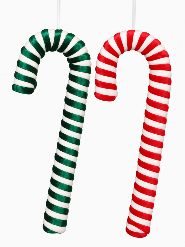 Grand sucre d'orge de Noël à suspendre – 44 cm – 2 modèles assortis