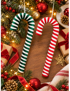 Grand sucre d'orge de Noël à suspendre – 44 cm – 2 modèles assortis