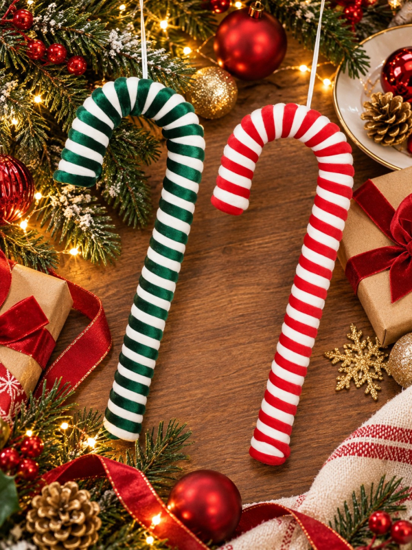 Grand sucre d'orge de Noël à suspendre – 44 cm – 2 modèles assortis