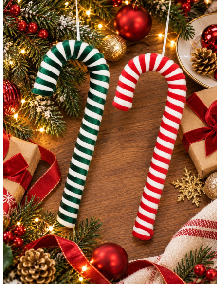 Grand sucre d'orge de Noël à suspendre – 44 cm – 2 modèles assortis